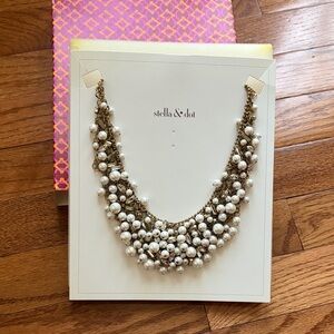 Stella & Dot Gold and White Statement Necklace